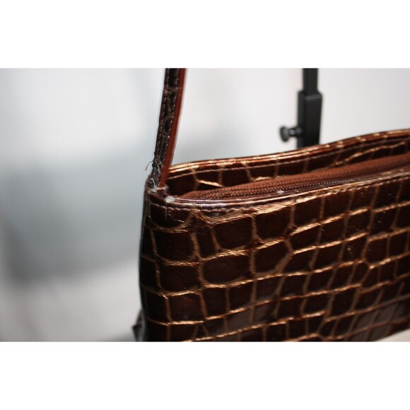 Kenneth Cole Reaction Brown/Copper Faux Alligator Print Clutch Shoulder purse - Picture 6 of 16